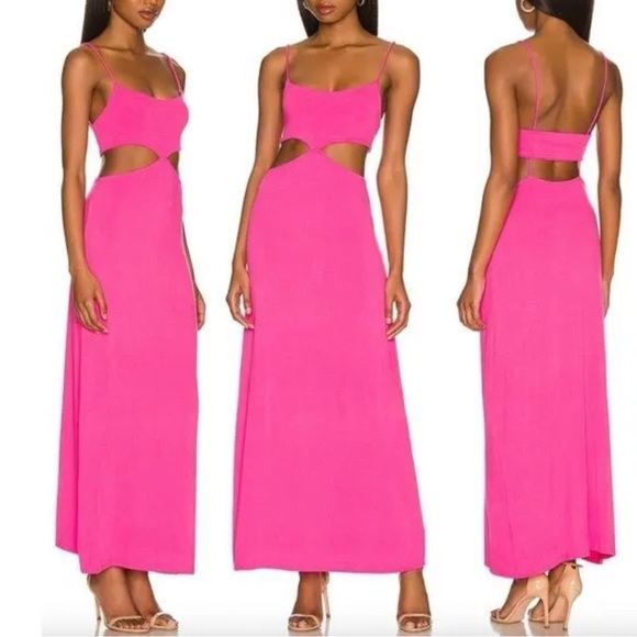 Free People Piper Fuchsia Pink Sleeveless Cutout Midi Maxi Casual Dress L 12/14 - Picture 1 of 6